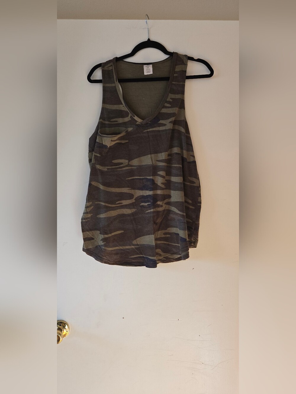 Women's Camouflage V-Neck Tank Top - Olive Camo